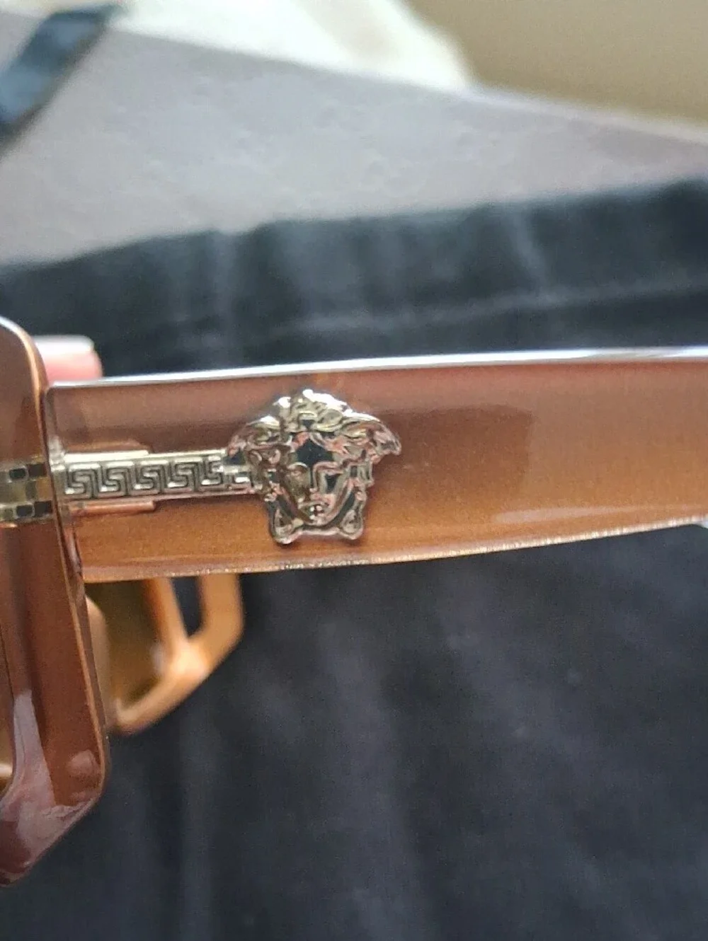 Versace Brown Rectangular Womens Sunglasses with Medusa Detail